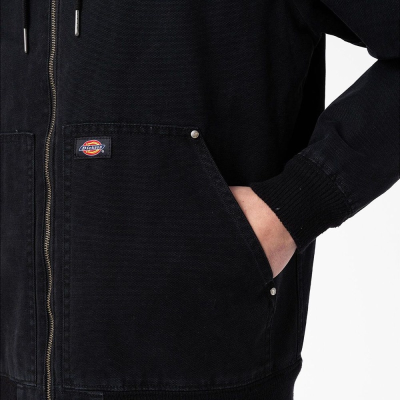 Black Men's Dickies Hooded Bomber Jacket | MUJ594327