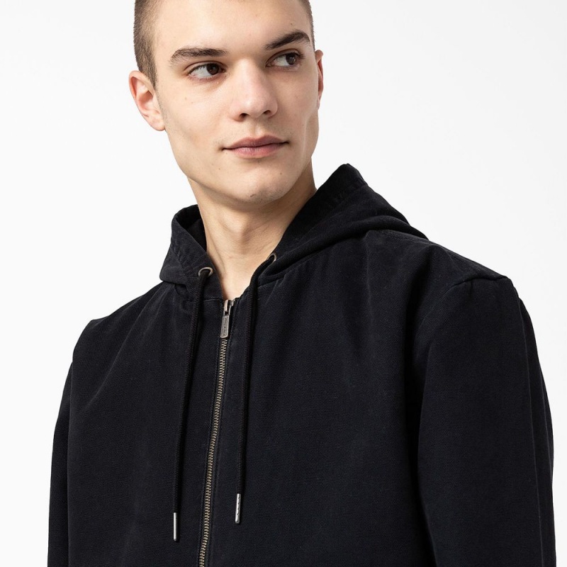 Black Men's Dickies Hooded Bomber Jacket | MUJ594327