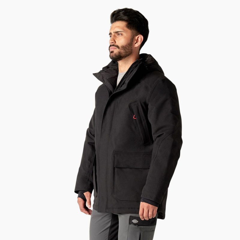 Black Men's Dickies Insulated Parka Jacket | ONX564197