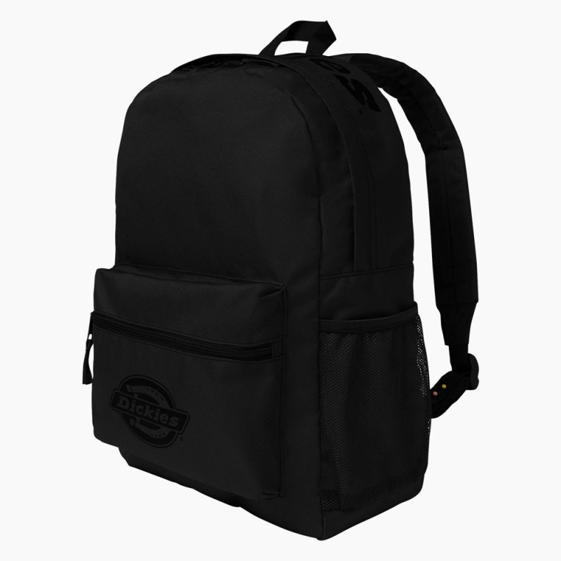 Black Men's Dickies Logo Backpack | FJH716032