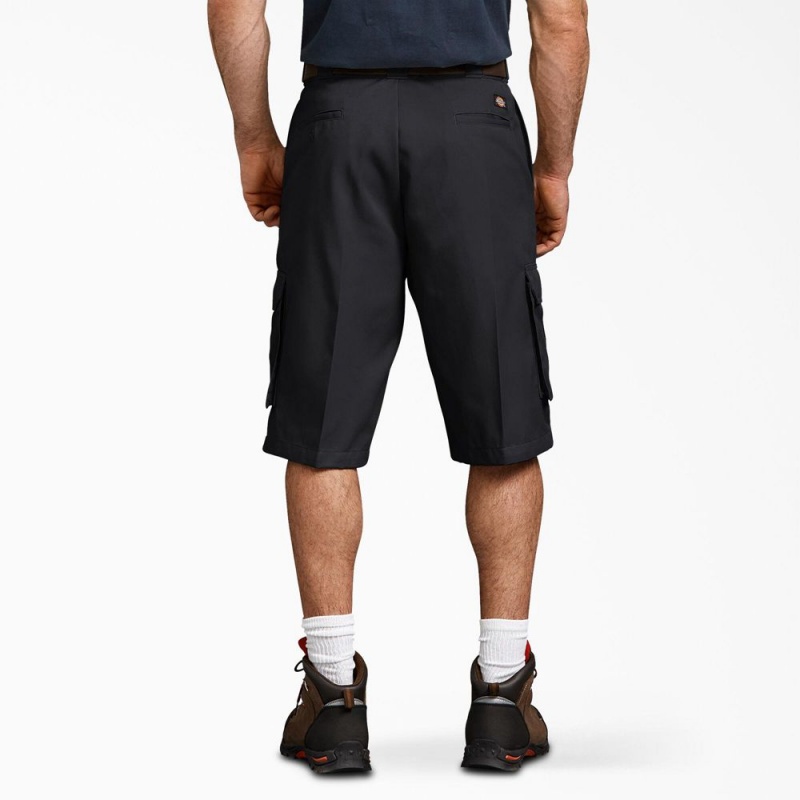 Black Men's Dickies Loose Fit Cargo Work Shorts | DXE584123