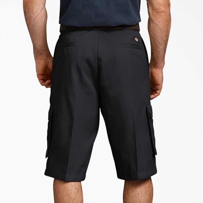 Black Men's Dickies Loose Fit Cargo Work Shorts | DXE584123