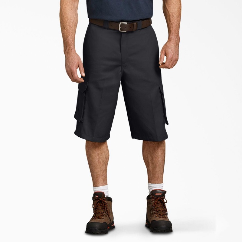 Black Men\'s Dickies Loose Fit Cargo Work Shorts | DXE584123