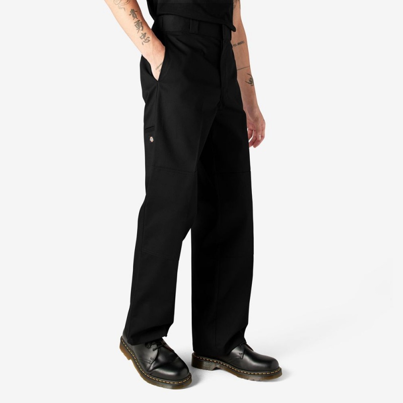 Black Men's Dickies Loose Fit Double Knee Work Pants | KMH259731