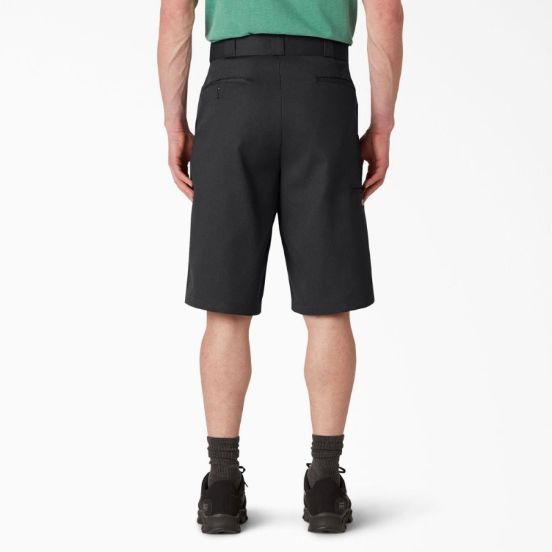 Black Men's Dickies Loose Fit Flat Front Work Shorts | VKS230541