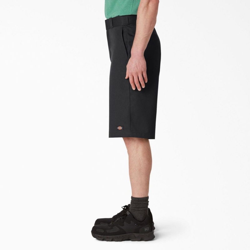 Black Men's Dickies Loose Fit Flat Front Work Shorts | VKS230541