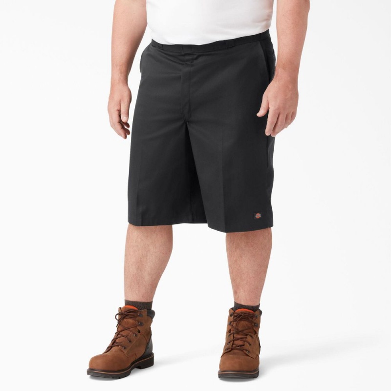 Black Men's Dickies Loose Fit Flat Front Work Shorts | VKS230541