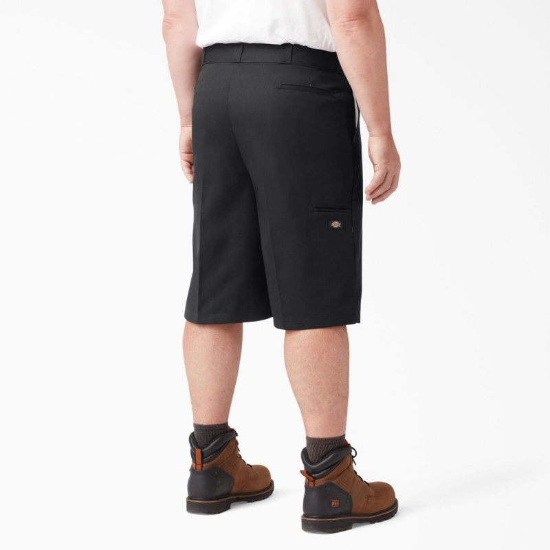 Black Men's Dickies Loose Fit Flat Front Work Shorts | VKS230541