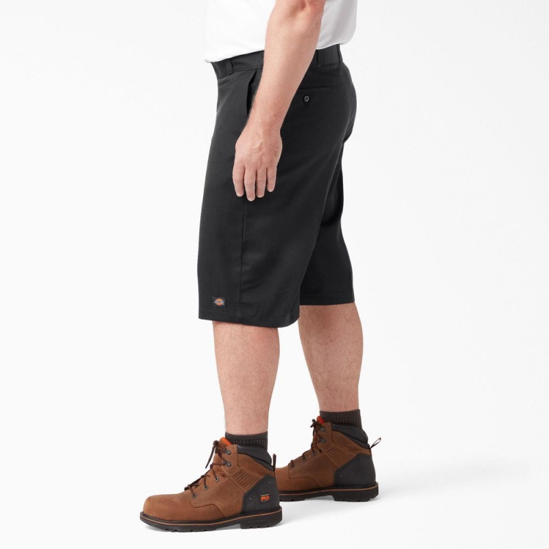 Black Men's Dickies Loose Fit Flat Front Work Shorts | VKS230541