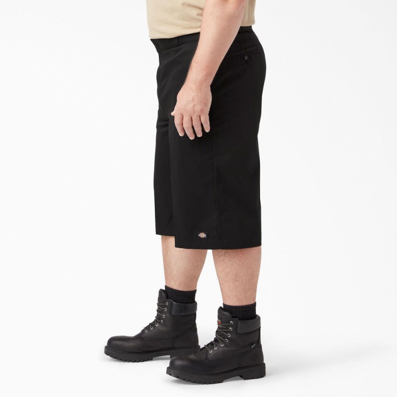 Black Men's Dickies Loose Fit Multi-Use Pocket Work Shorts | MBZ850467