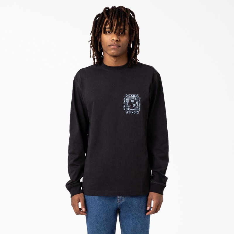 Black Men's Dickies Marbury Long Sleeve T-Shirt | AGS304215