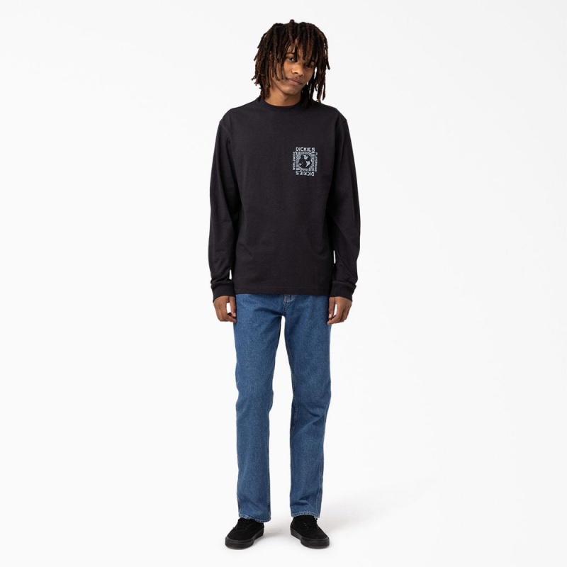 Black Men's Dickies Marbury Long Sleeve T-Shirt | AGS304215