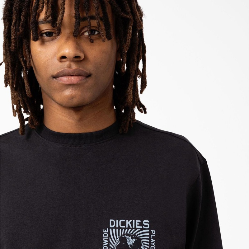 Black Men's Dickies Marbury Long Sleeve T-Shirt | AGS304215