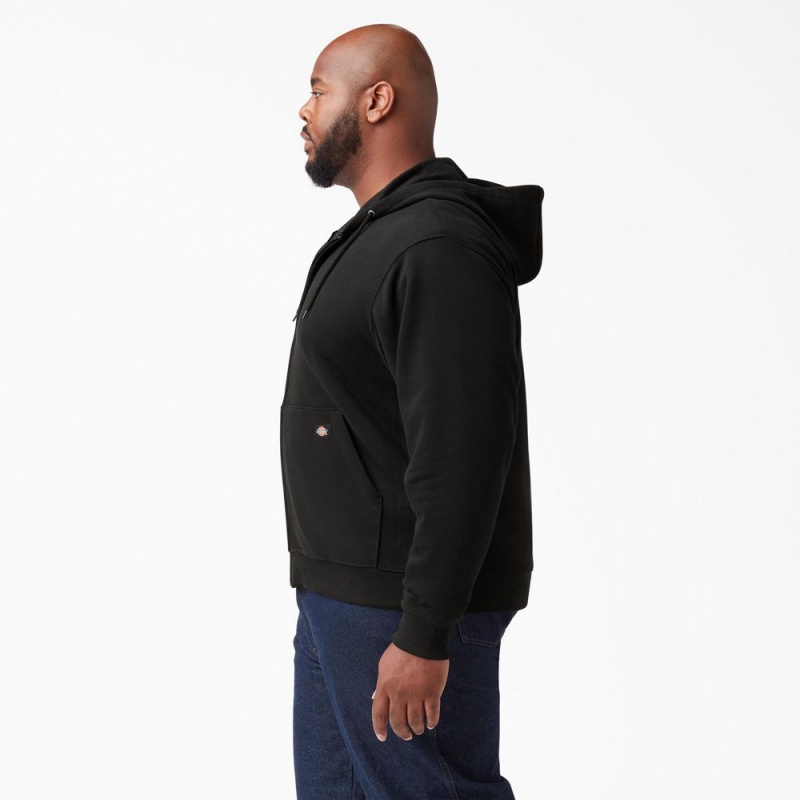 Black Men's Dickies Midweight Fleece Zip Hoodie | ZVC418576