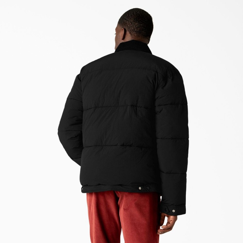 Black Men's Dickies Overbrook Puffer Jacket | ZAX526830