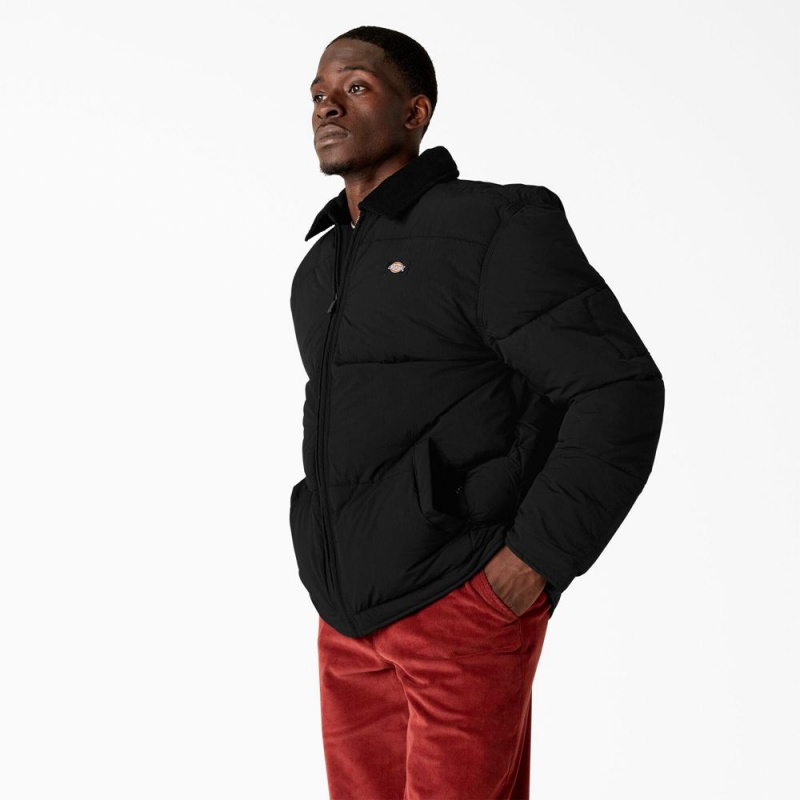 Black Men's Dickies Overbrook Puffer Jacket | ZAX526830