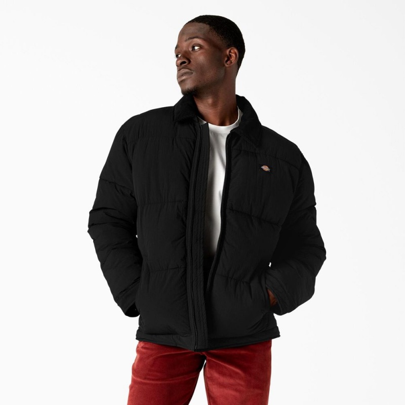 Black Men\'s Dickies Overbrook Puffer Jacket | ZAX526830