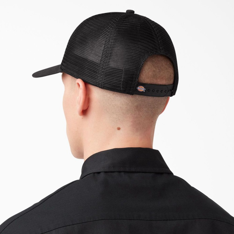 Black Men's Dickies Patch Logo Trucker Cap | OAY615784