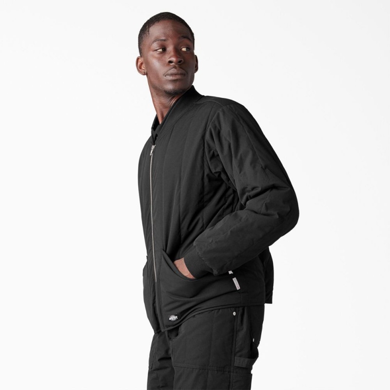 Black Men's Dickies Premium Collection Quilted Jacket | ZKD298057