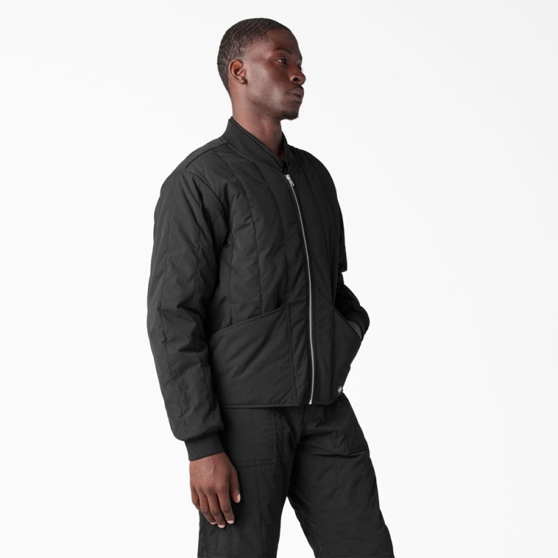 Black Men's Dickies Premium Collection Quilted Jacket | ZKD298057