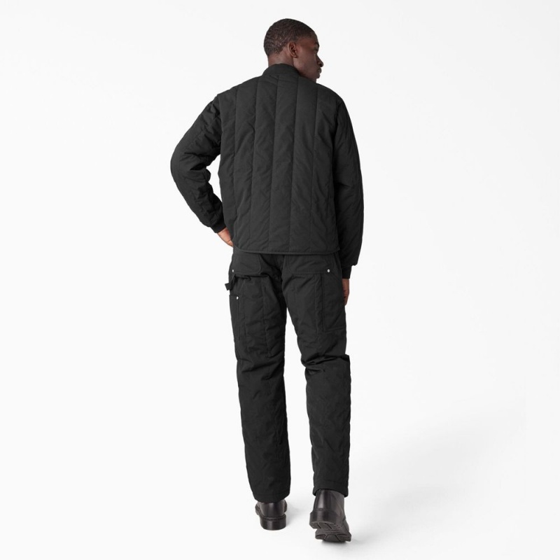 Black Men's Dickies Premium Collection Quilted Jacket | ZKD298057