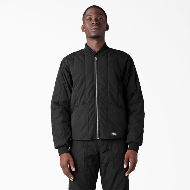 Black Men\'s Dickies Premium Collection Quilted Jacket | ZKD298057