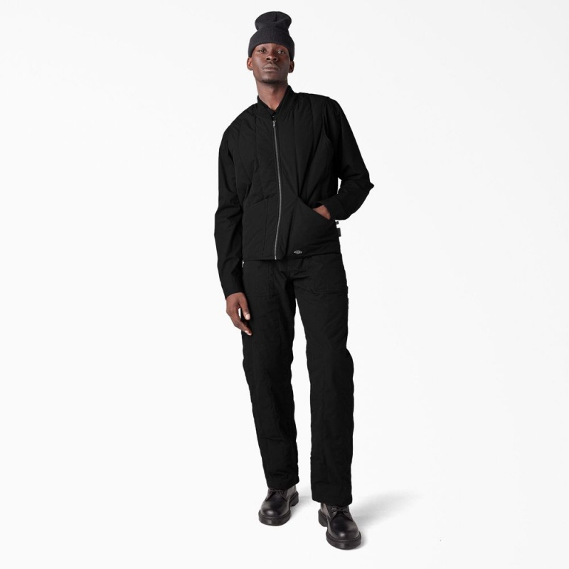 Black Men's Dickies Premium Collection Quilted Vest | QAY478625