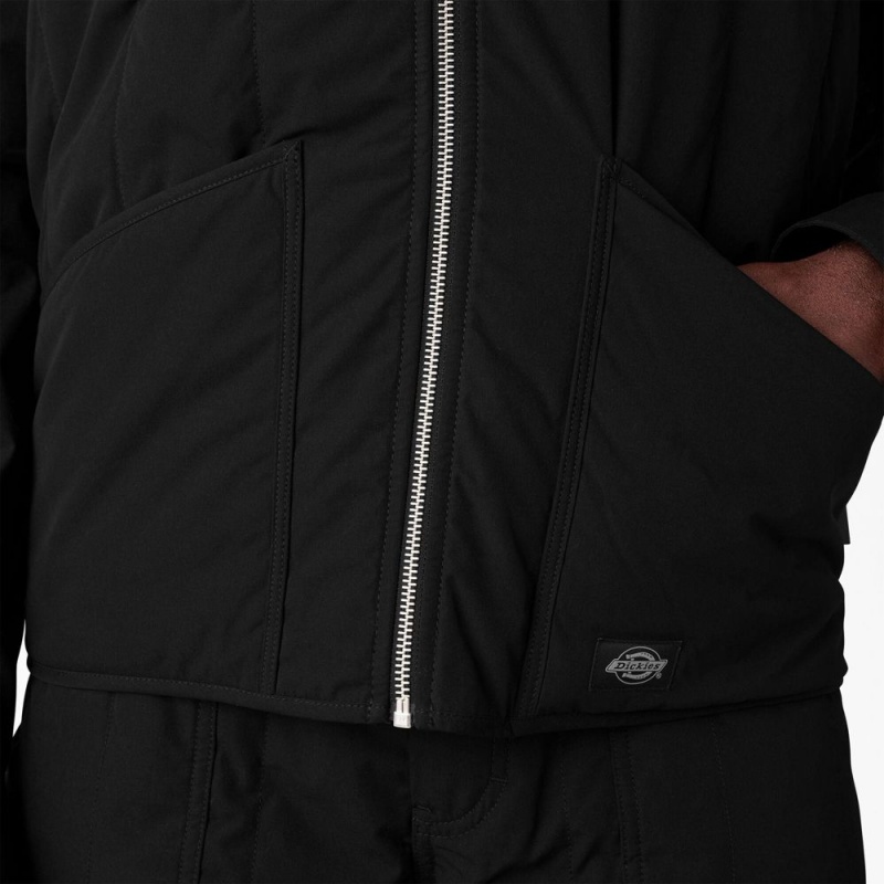 Black Men's Dickies Premium Collection Quilted Vest | QAY478625