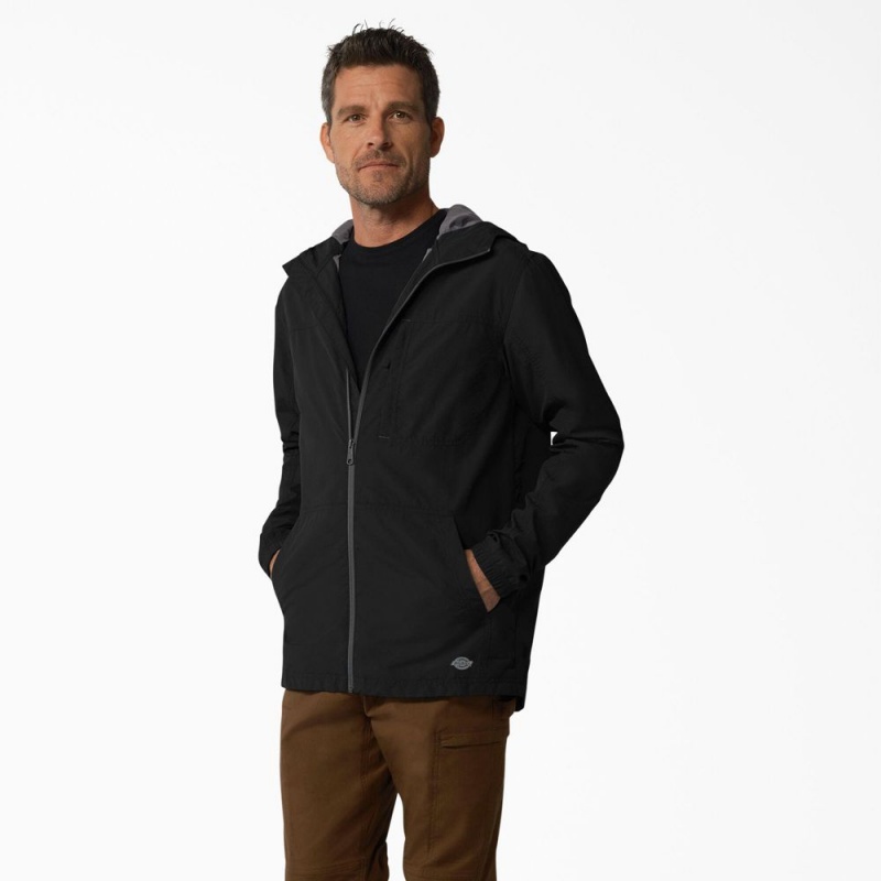 Black Men's Dickies ProTect Cooling Hooded Ripstop Jacket | FPD620574