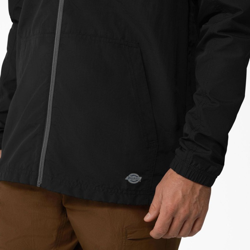 Black Men's Dickies ProTect Cooling Hooded Ripstop Jacket | FPD620574