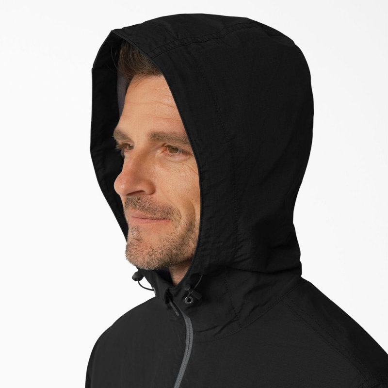 Black Men's Dickies ProTect Cooling Hooded Ripstop Jacket | FPD620574