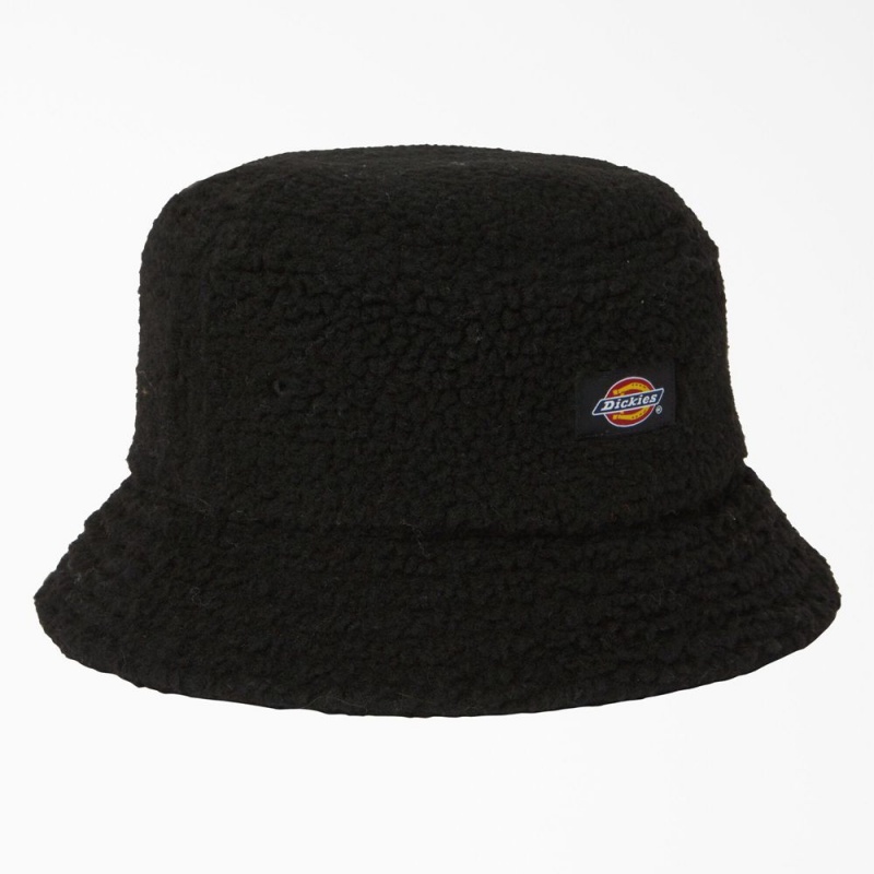 Black Men\'s Dickies Red Chute Fleece Bucket Hat | AMF390256