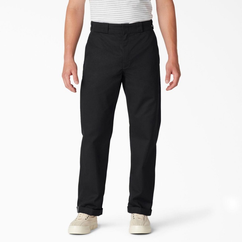 Black Men\'s Dickies Regular Fit Cuffed Work Pants | MKT427519