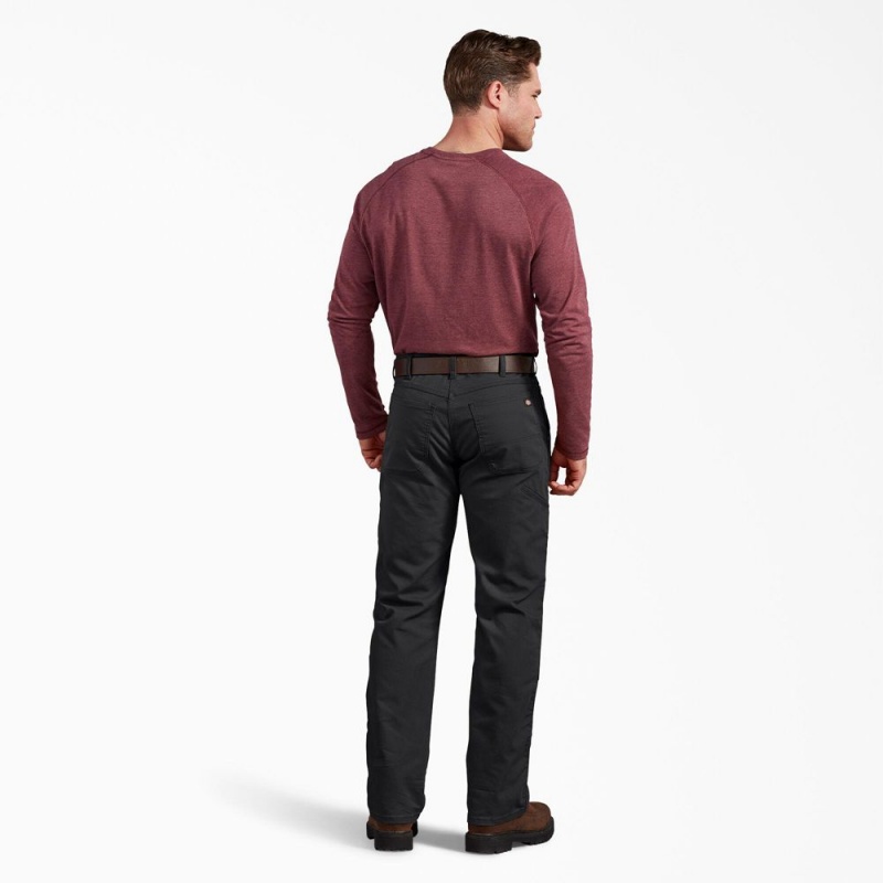 Black Men's Dickies Regular Fit Duck Double Knee Pants | FQU287103