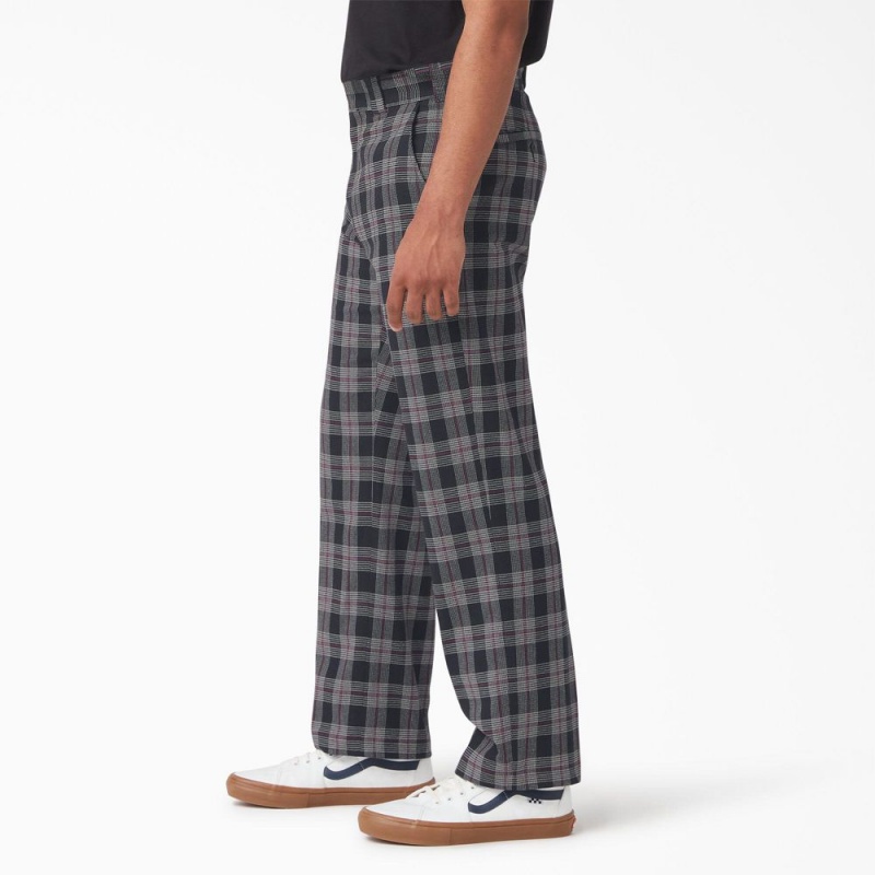 Black Men's Dickies Regular Fit Plaid Pants | NCF809431