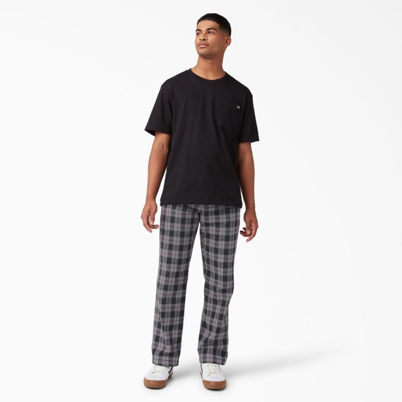 Black Men's Dickies Regular Fit Plaid Pants | NCF809431