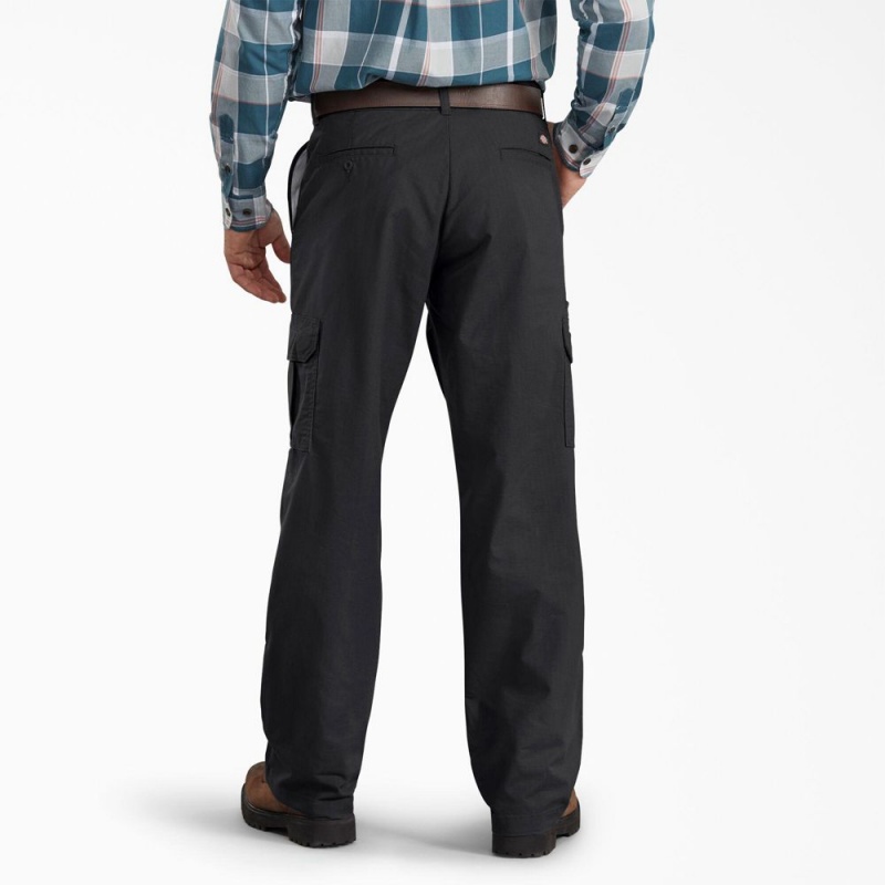 Black Men's Dickies Regular Fit Ripstop Cargo Pants | KJN021958