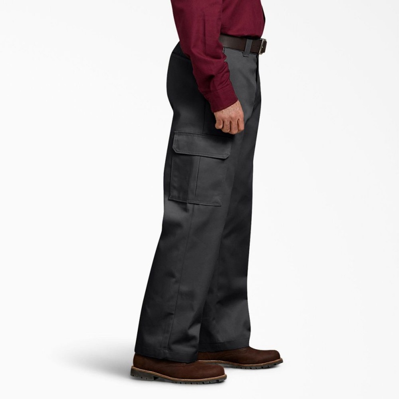 Black Men's Dickies Relaxed Fit Cargo Work Pants | LVT826790