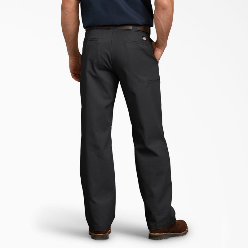 Black Men's Dickies Relaxed Fit Double Knee Work Pants | YZC367981