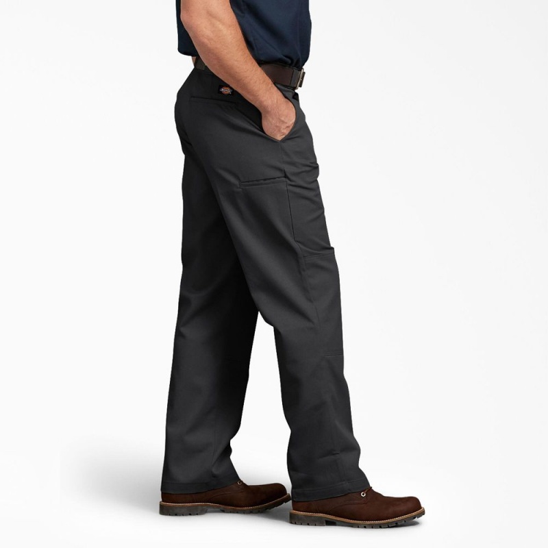 Black Men's Dickies Relaxed Fit Double Knee Work Pants | YZC367981