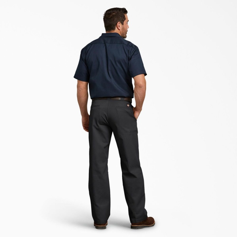 Black Men's Dickies Relaxed Fit Double Knee Work Pants | YZC367981