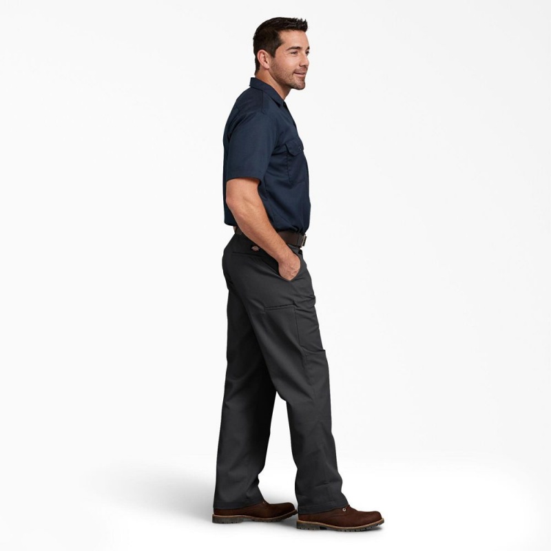 Black Men's Dickies Relaxed Fit Double Knee Work Pants | YZC367981