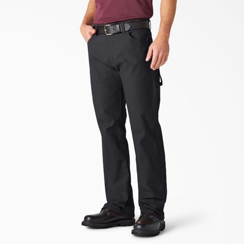 Black Men\'s Dickies Relaxed Fit Heavyweight Duck Carpenter Pants | QVE597201