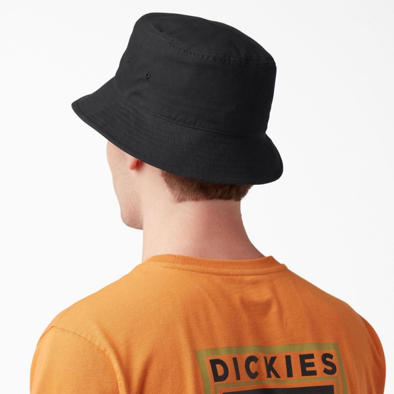 Black Men's Dickies Script Logo Canvas Bucket Hat | RTF405876