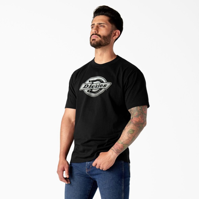 Black Men's Dickies Short Sleeve Logo Graphic T-Shirt | ERB760831