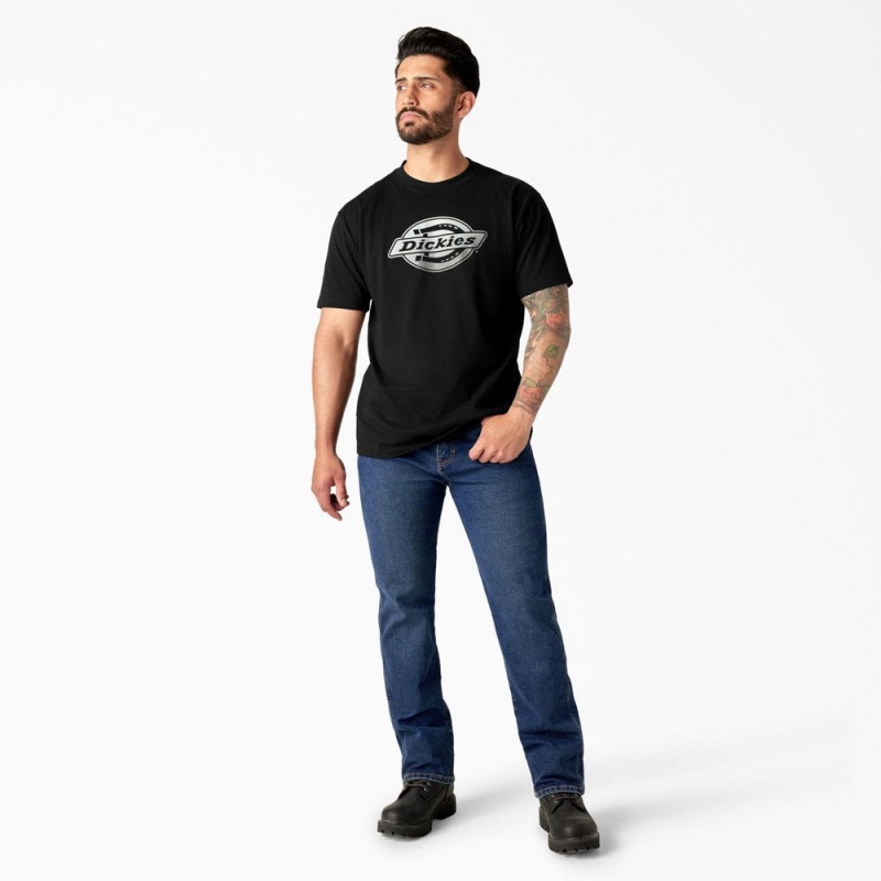 Black Men's Dickies Short Sleeve Logo Graphic T-Shirt | ERB760831