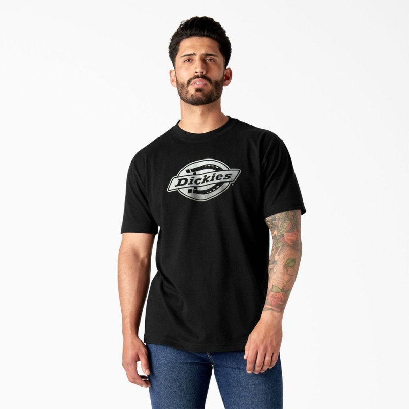 Black Men\'s Dickies Short Sleeve Logo Graphic T-Shirt | ERB760831