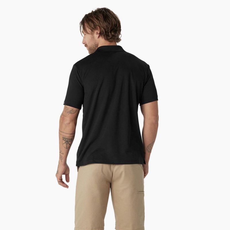 Black Men's Dickies Short Sleeve Performance Polo Shirt | TDR360214