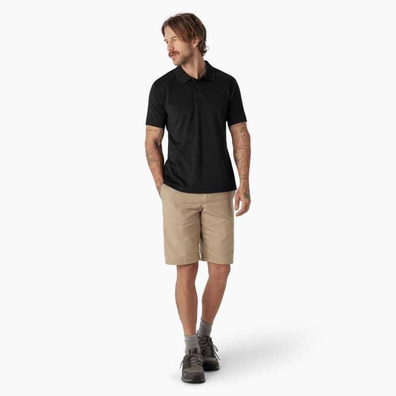 Black Men's Dickies Short Sleeve Performance Polo Shirt | TDR360214