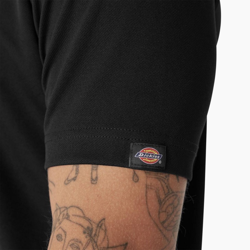 Black Men's Dickies Short Sleeve Performance Polo Shirt | TDR360214